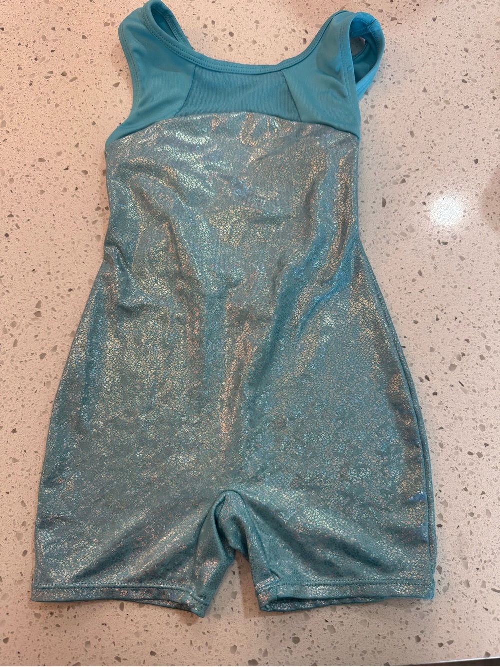 Magic Shimmery Teal Girls Athletic Romper